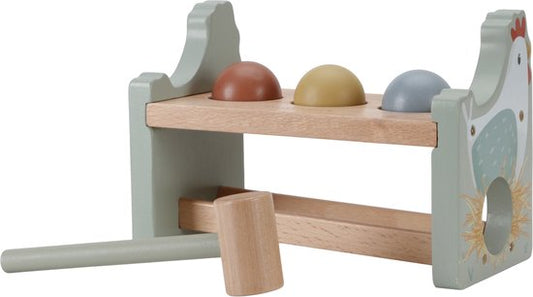 Houten hamerbank met ballen